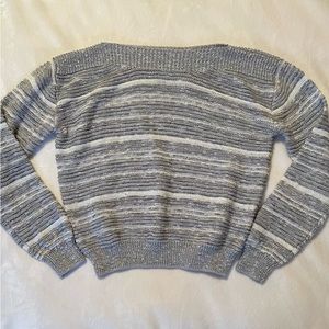 Le Chateau Knitted Pullover Sweater Grey Striped